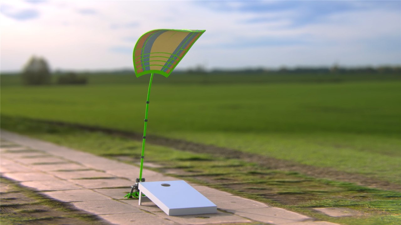 Rear view of the Sun Blocker Shield clamp and spiked support legs